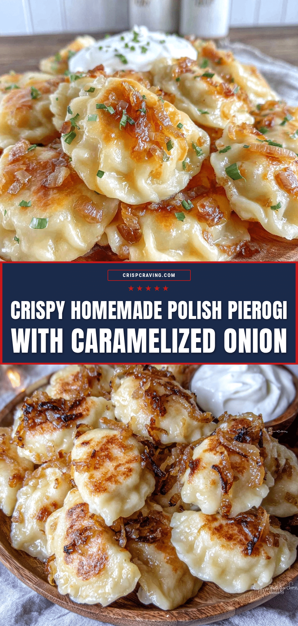 crispy homemade Polish potato and farmer cheese pierogi recipe