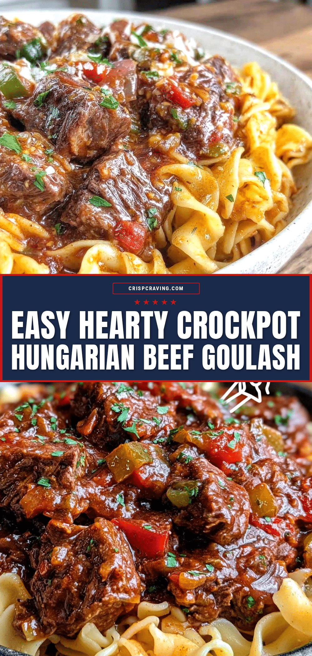 easy hearty crockpot Hungarian beef goulash recipe