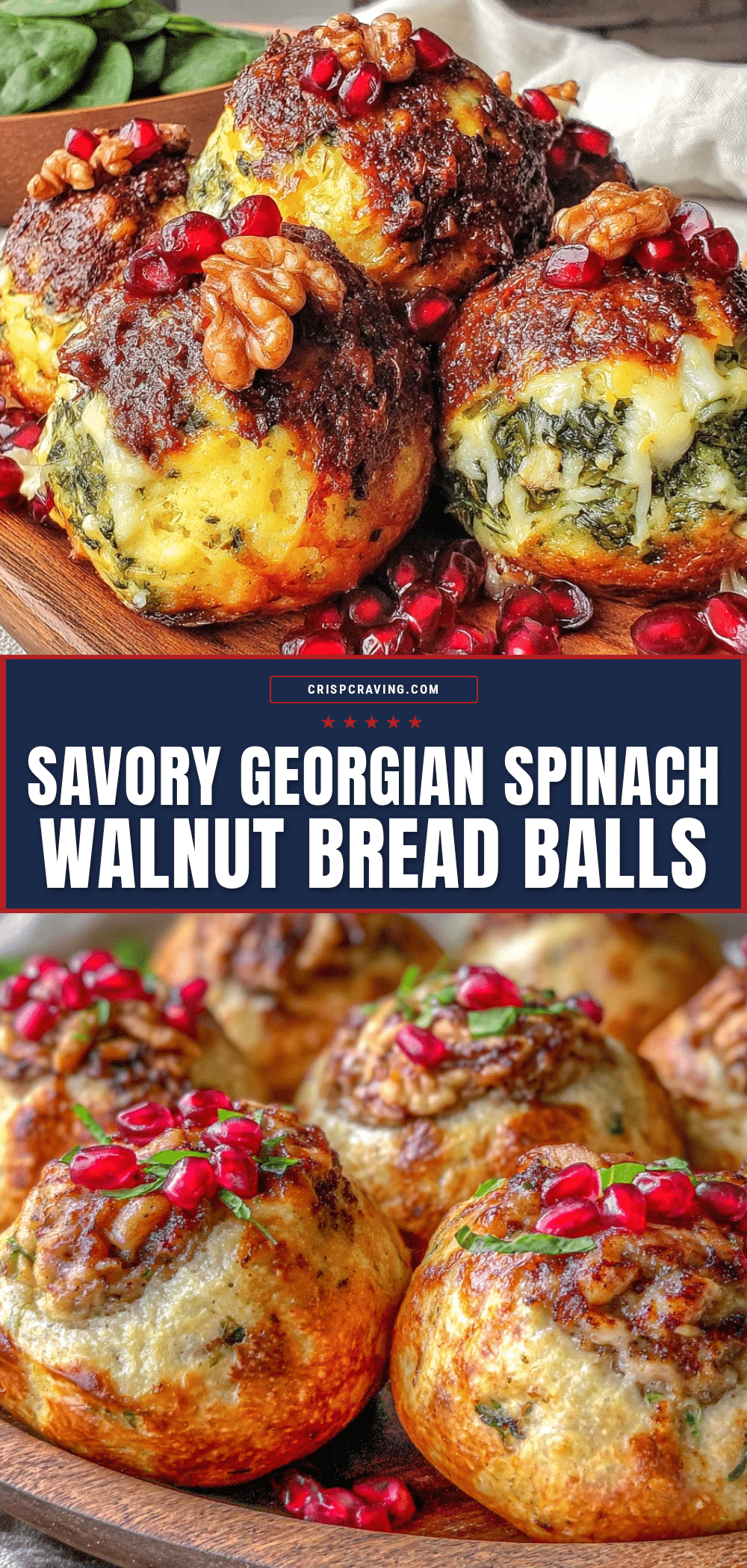 Georgian Pkhali Spinach Walnut Stuffed Bread Balls recipe