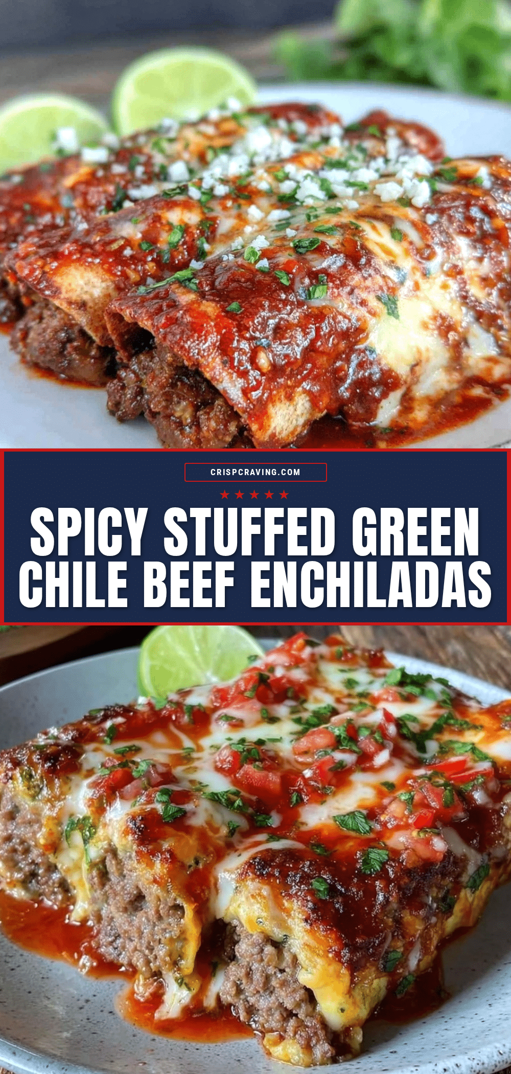 stuffed green chile New Mexican beef enchiladas recipe