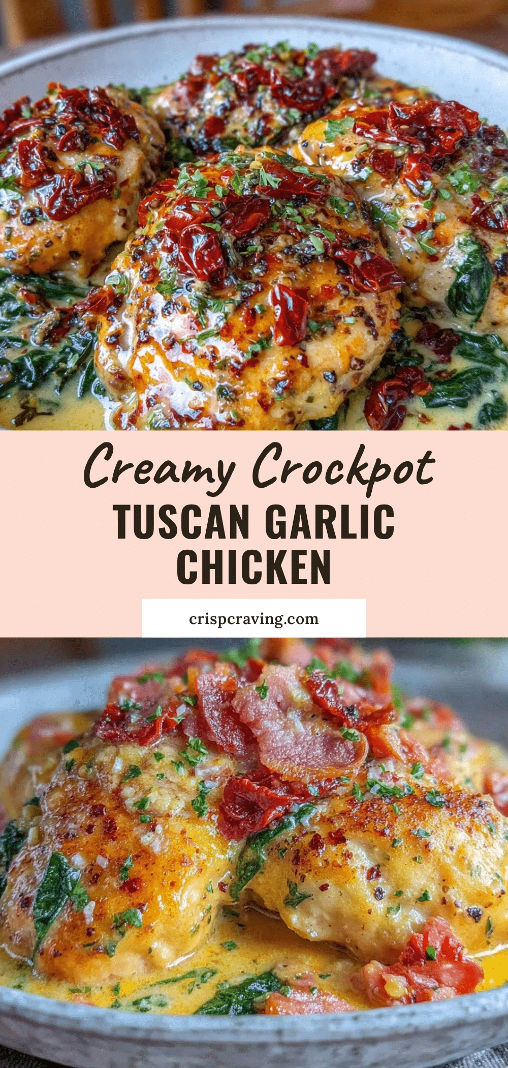 creamy crockpot Tuscan garlic chicken recipe