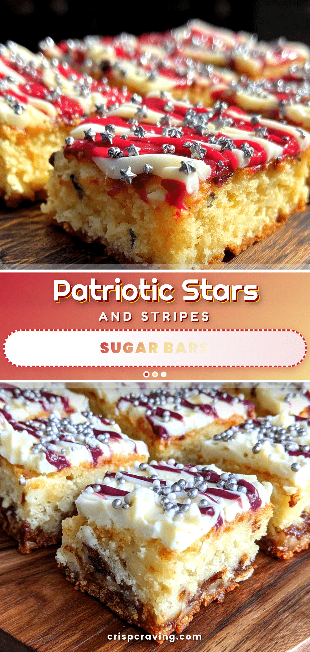 Festive Stars and Stripes Sugar Cookie Bars recipe