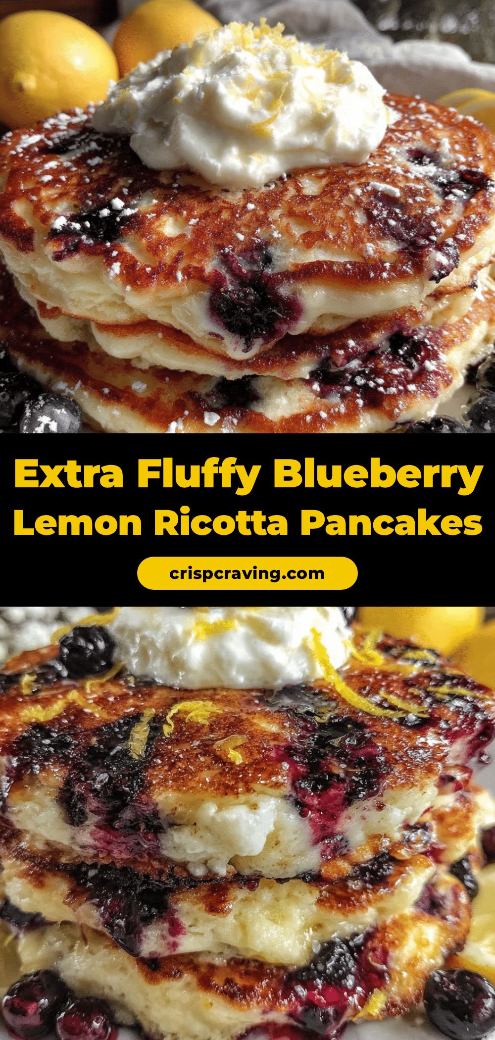 fluffy blueberry lemon ricotta pancakes recipe