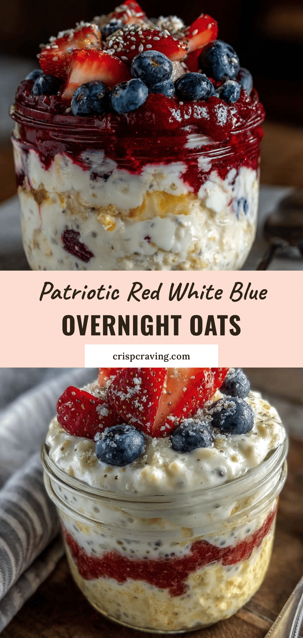 fresh red white and blue overnight oats recipe