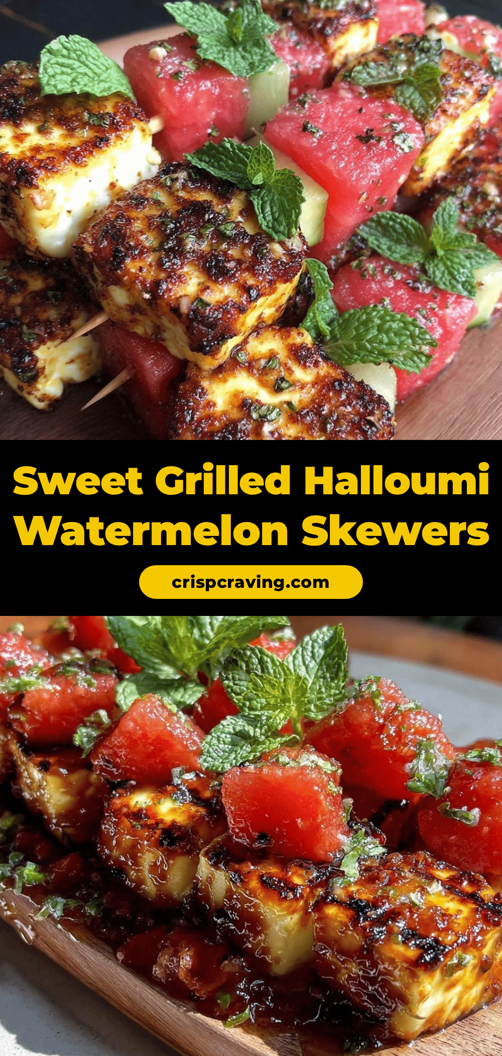 grilled halloumi and watermelon skewers recipe
