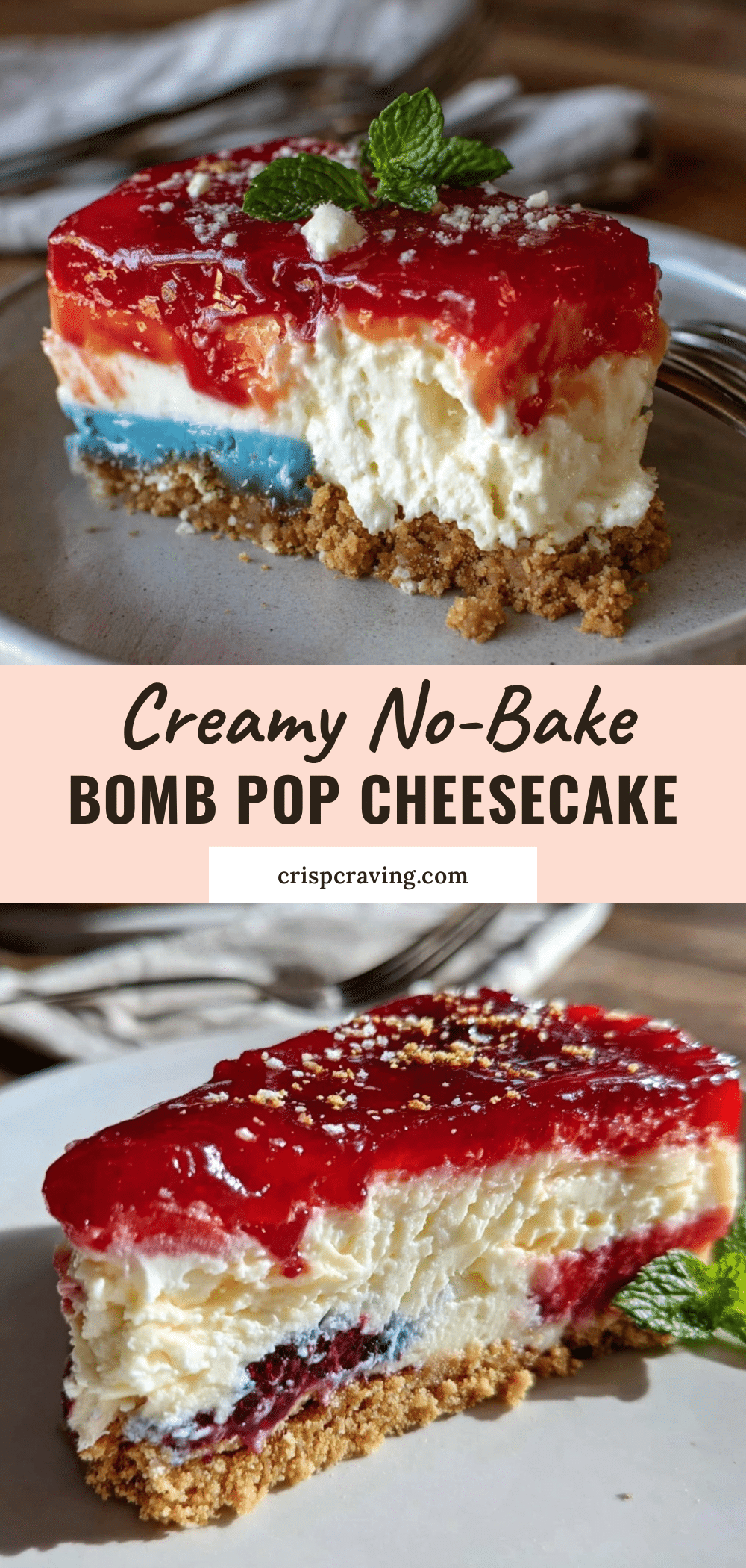 no-bake Bomb Pop popsicle cheesecake recipe