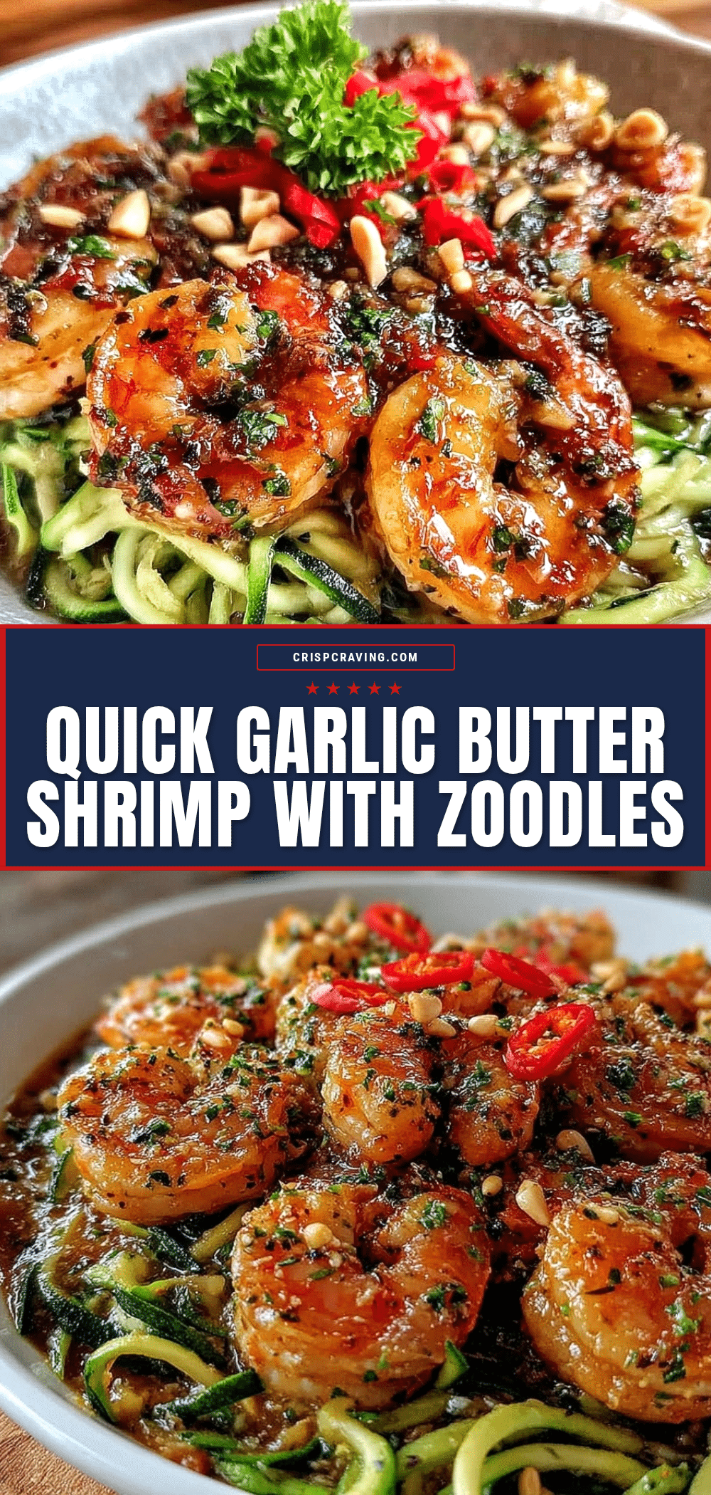Quick Garlic Butter Shrimp with Zucchini Noodles recipe