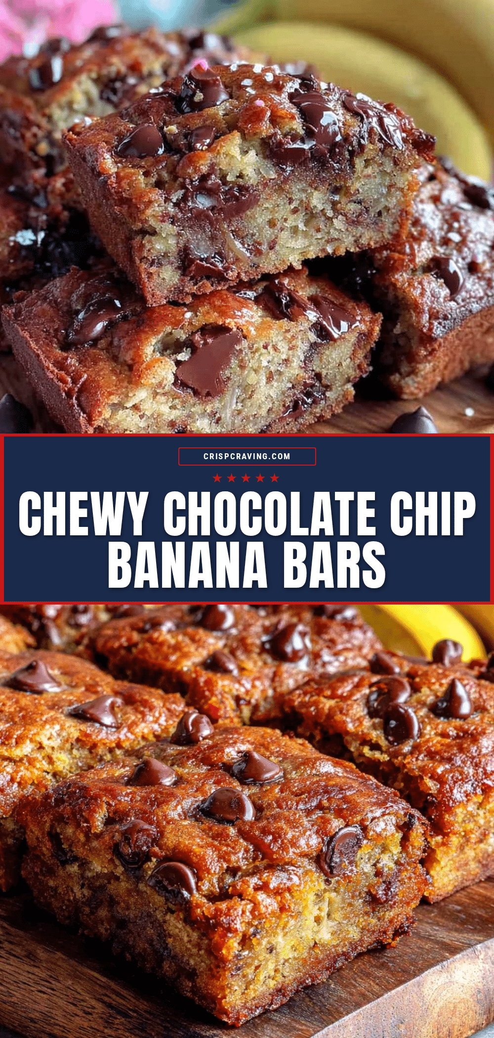 chewy chocolate chip banana bars recipe
