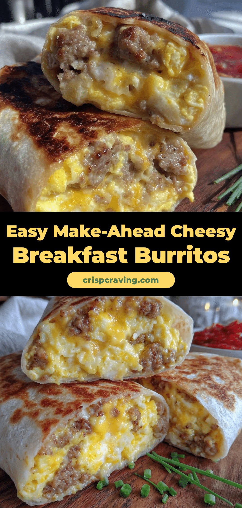 easy make-ahead egg & cheese breakfast burritos recipe