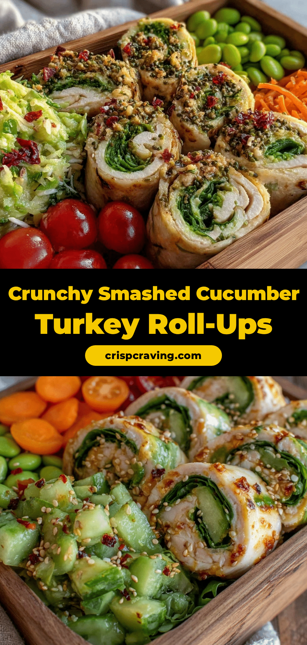 Fresh Smashed Cucumber Turkey Roll-Up Bento Box recipe