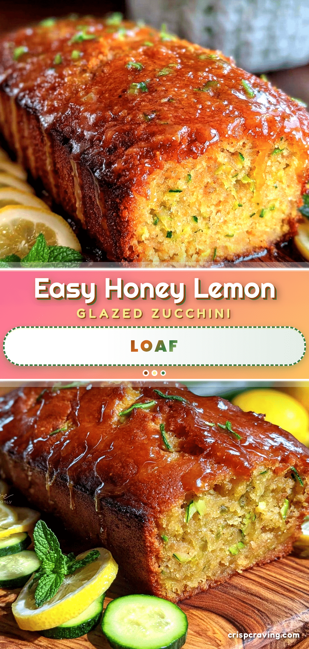 honey lemon glazed zucchini loaf cake recipe