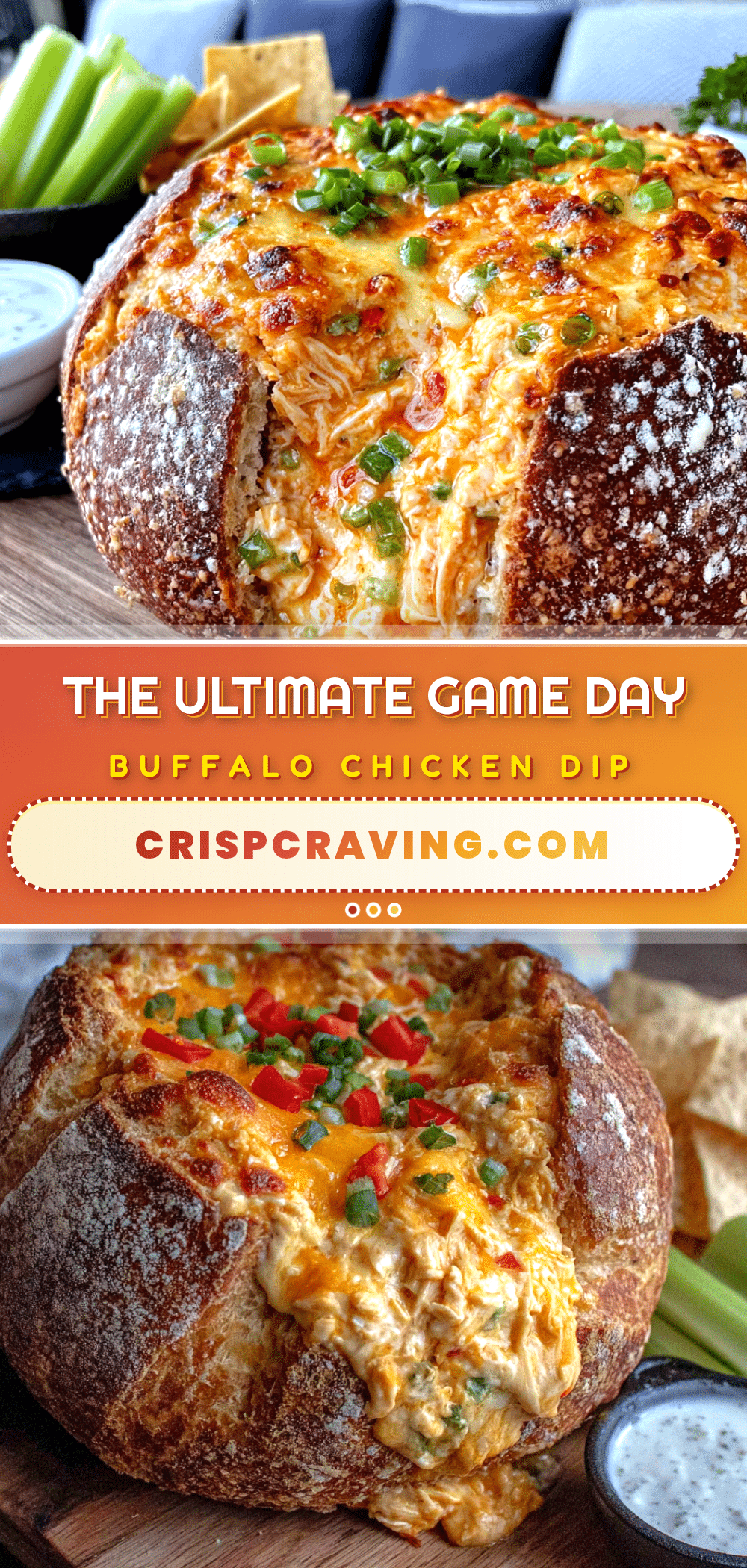 buffalo chicken dip in a bread bowl recipe