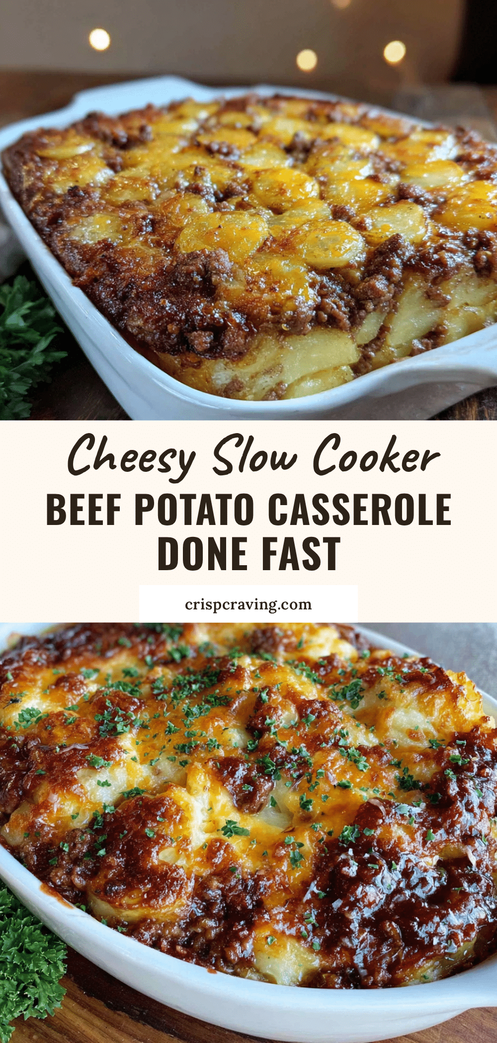 easy cheesy slow cooker beef potato casserole recipe