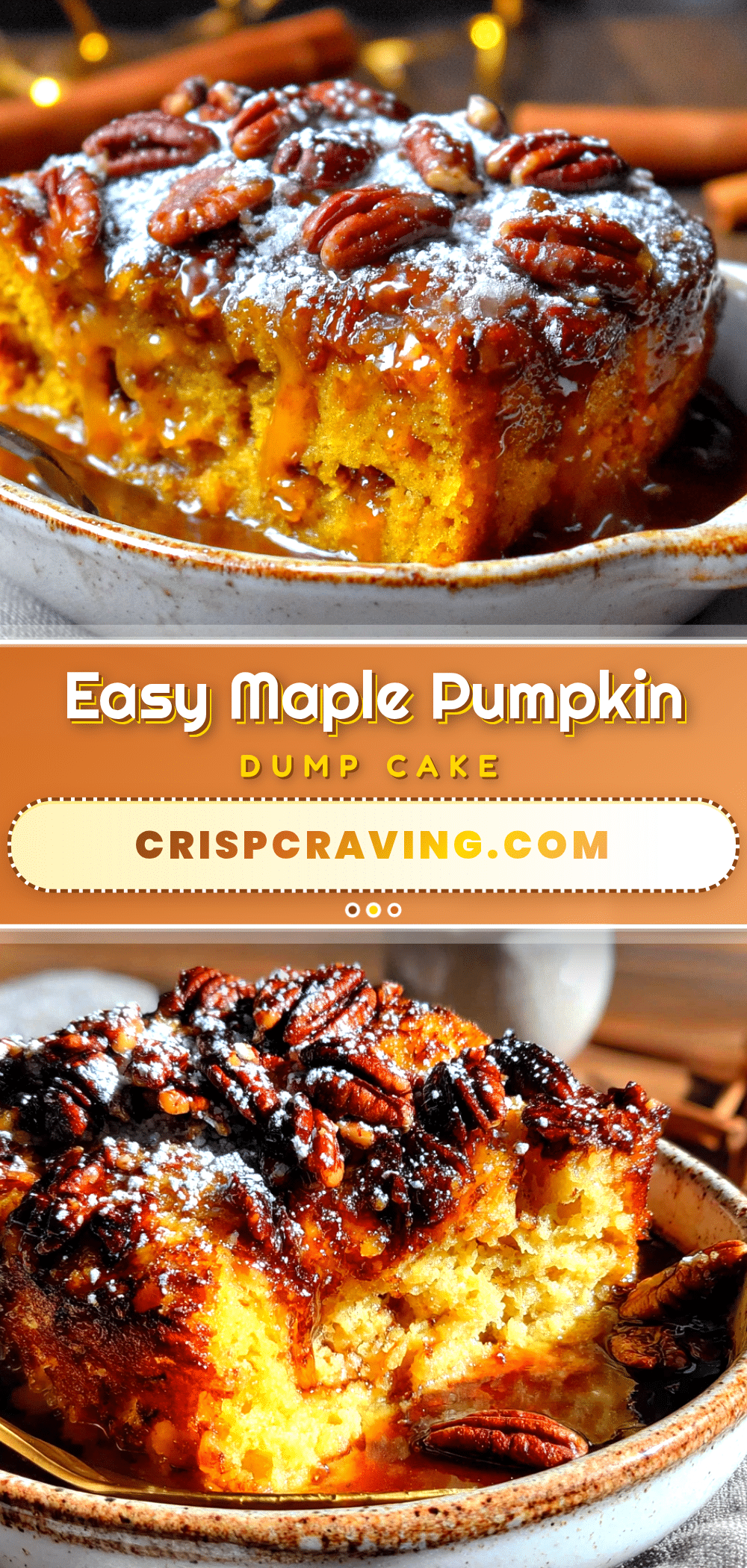easy maple pumpkin dump cake with crunchy pecans recipe
