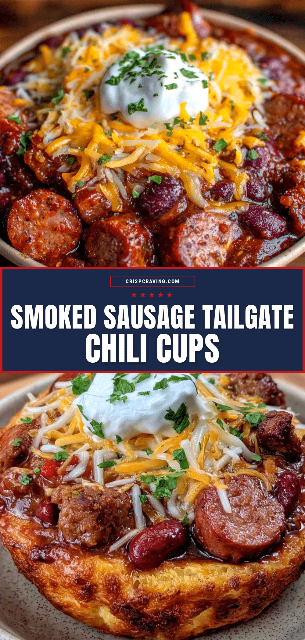 Easy Smoked Sausage Tailgate Chili Cups recipe