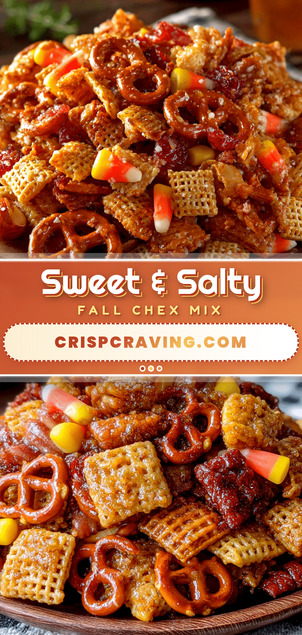 Easy Spiced Fall Chex Mix with Candy Corn recipe