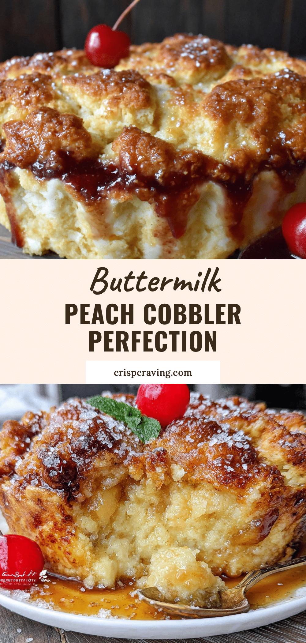 homemade old-fashioned peach cobbler with buttermilk biscuit topping recipe