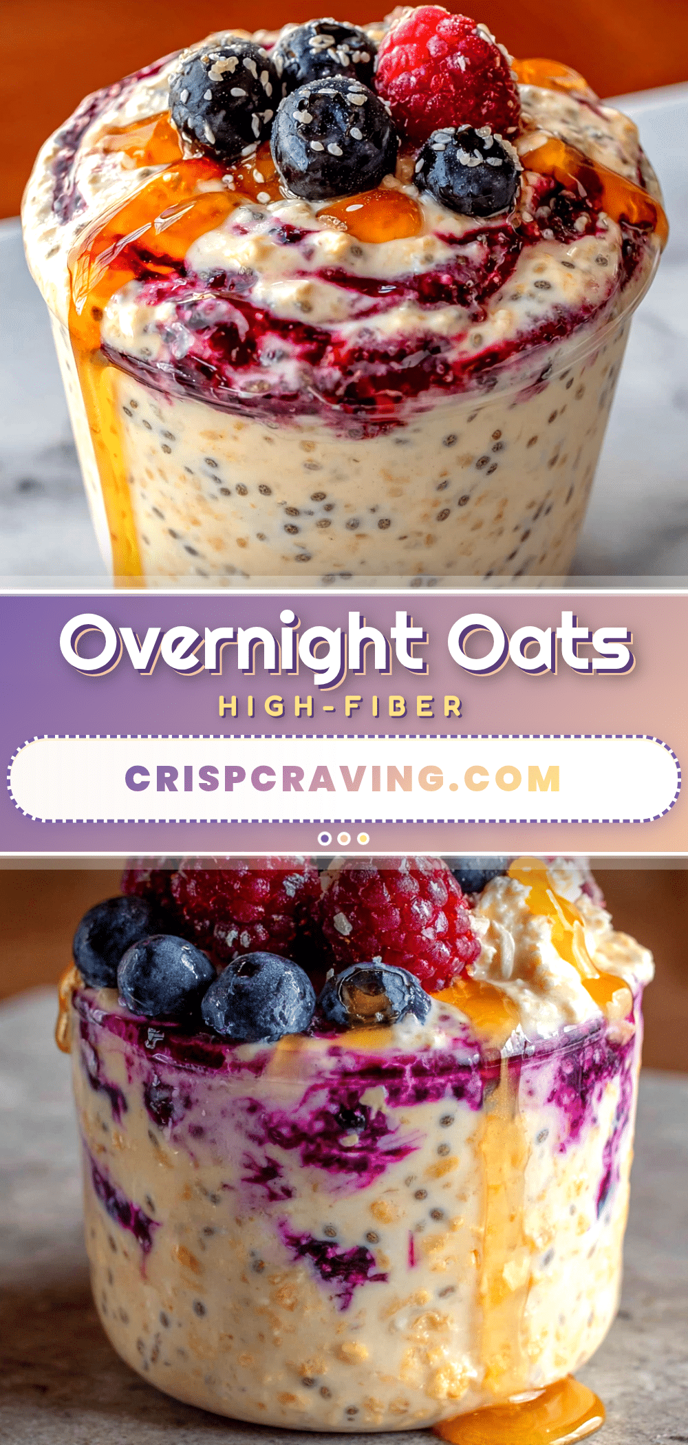creamy high-fiber overnight oats with berries recipe
