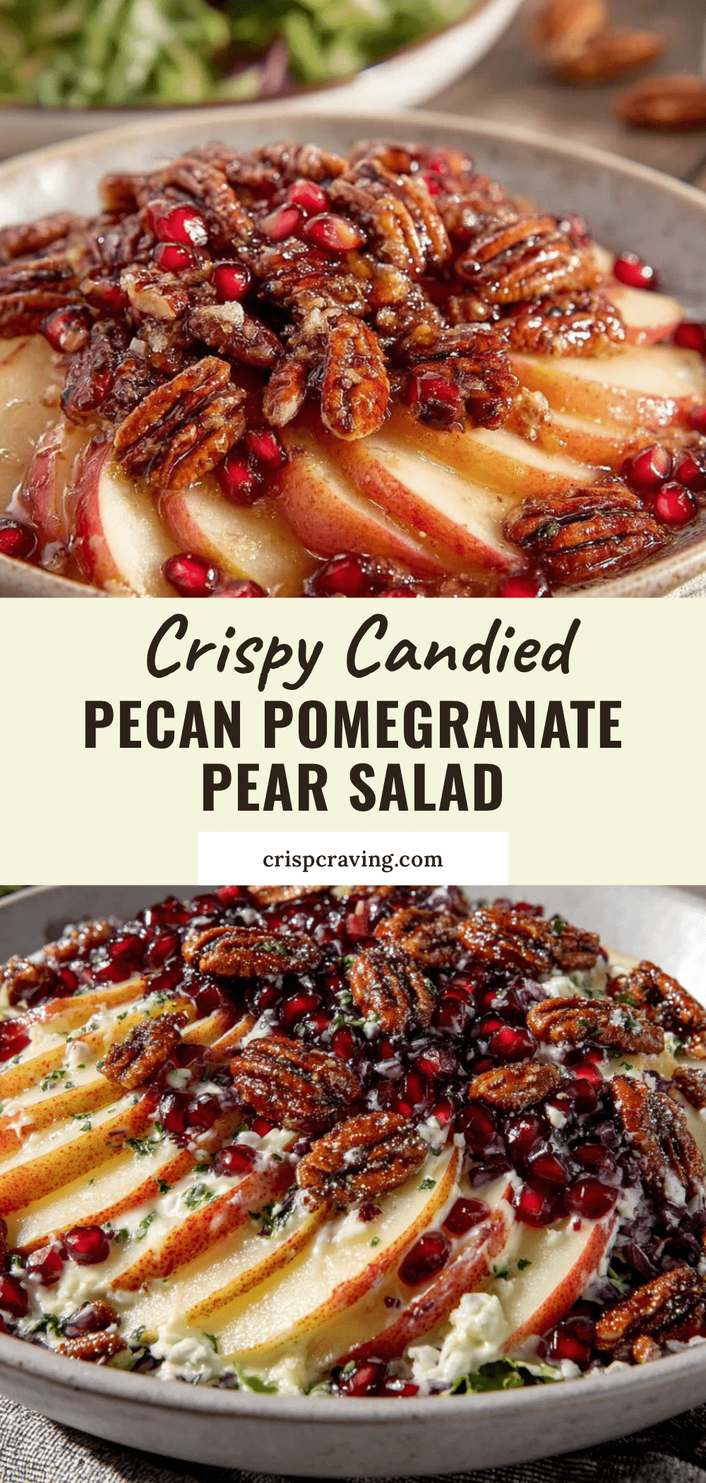 Crispy Candied Pecan Pomegranate Pear Salad recipe