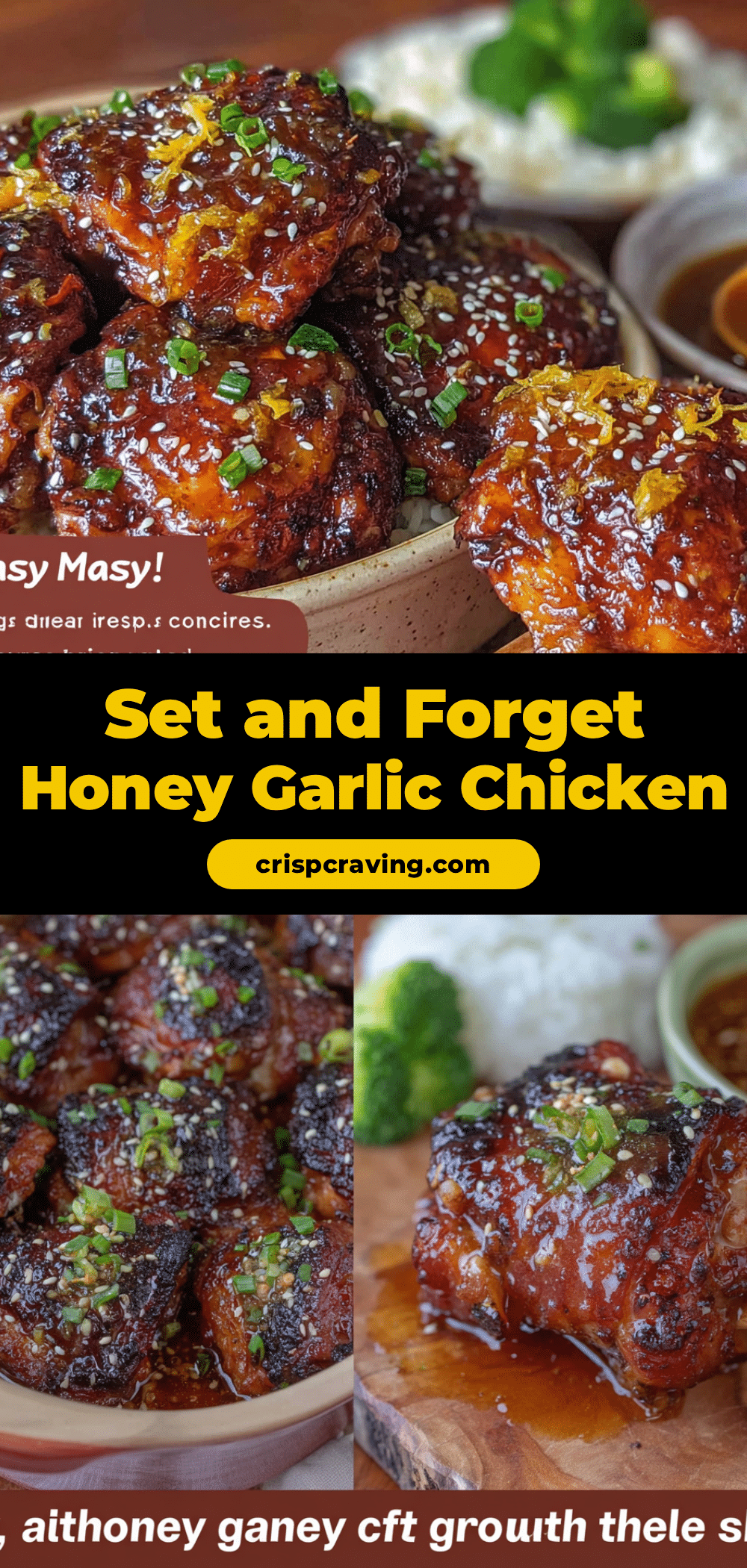Easy Crockpot Honey Garlic Chicken Thighs recipe