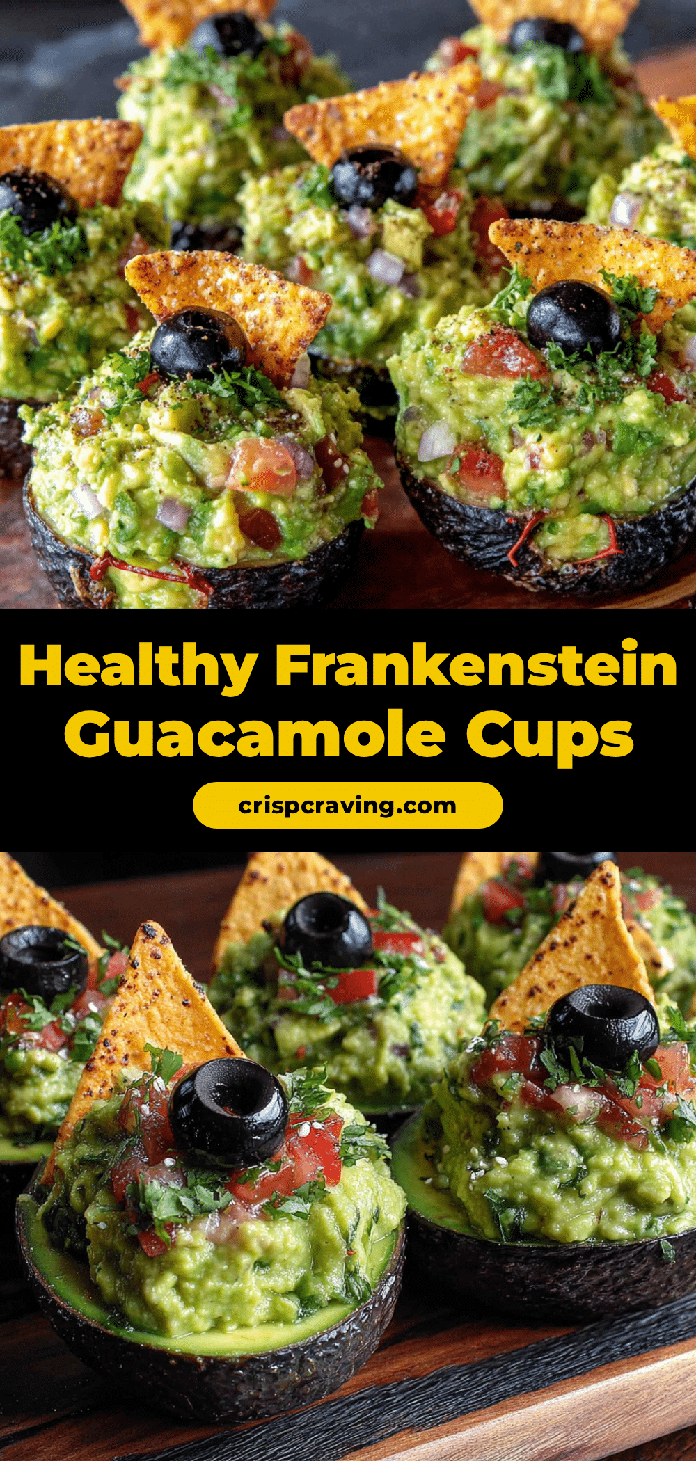 Healthy Frankenstein Guacamole Cups recipe