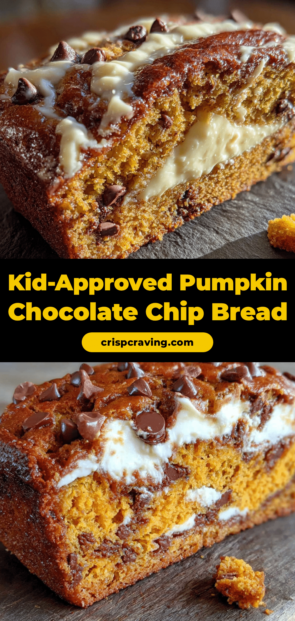 pumpkin chocolate chip bread with cream cheese swirl recipe