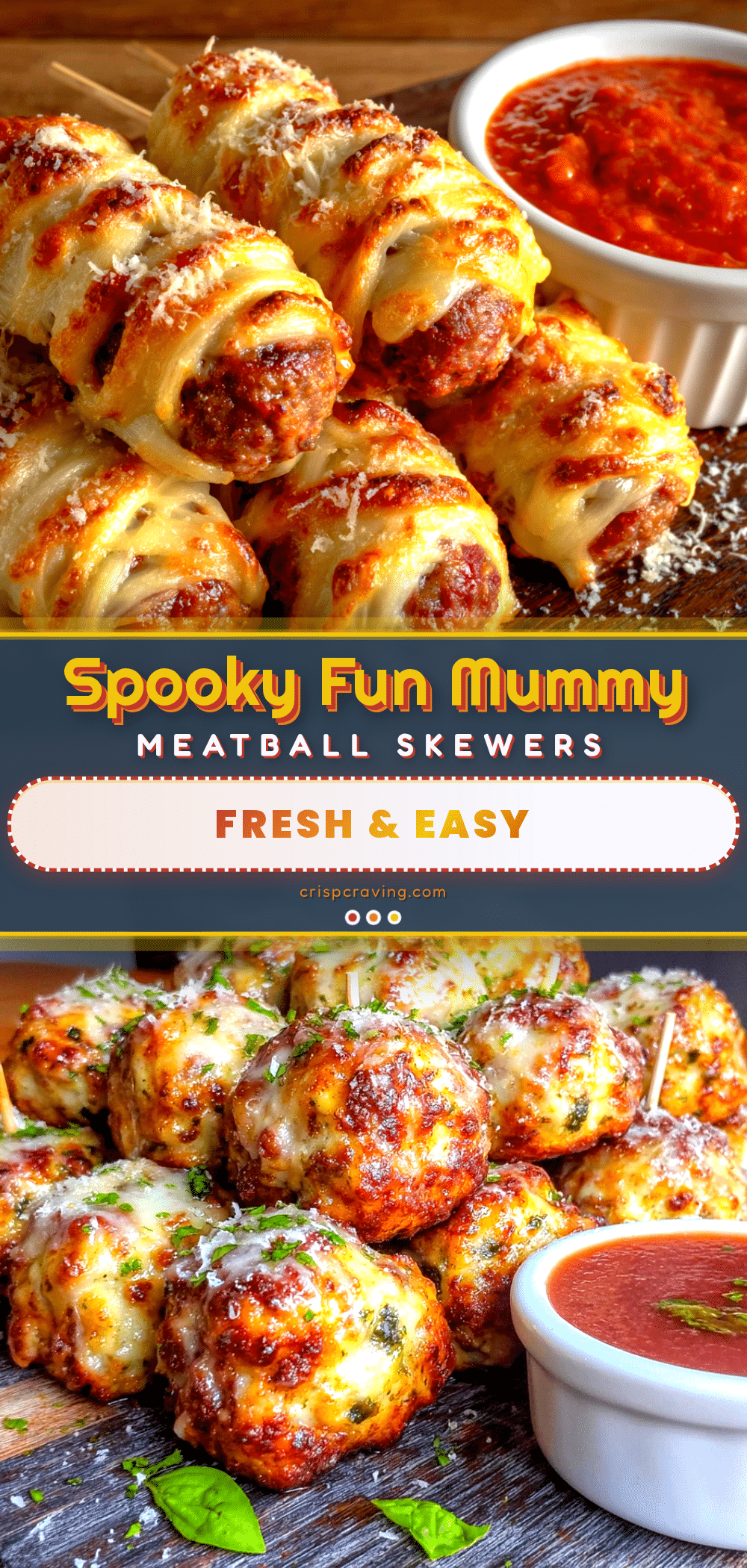 Spooky Fun Mummy Meatball Skewers recipe