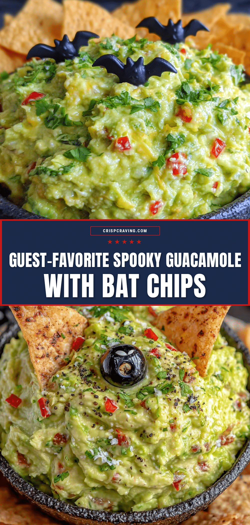 Spooky Guacamole with Bat Chips recipe