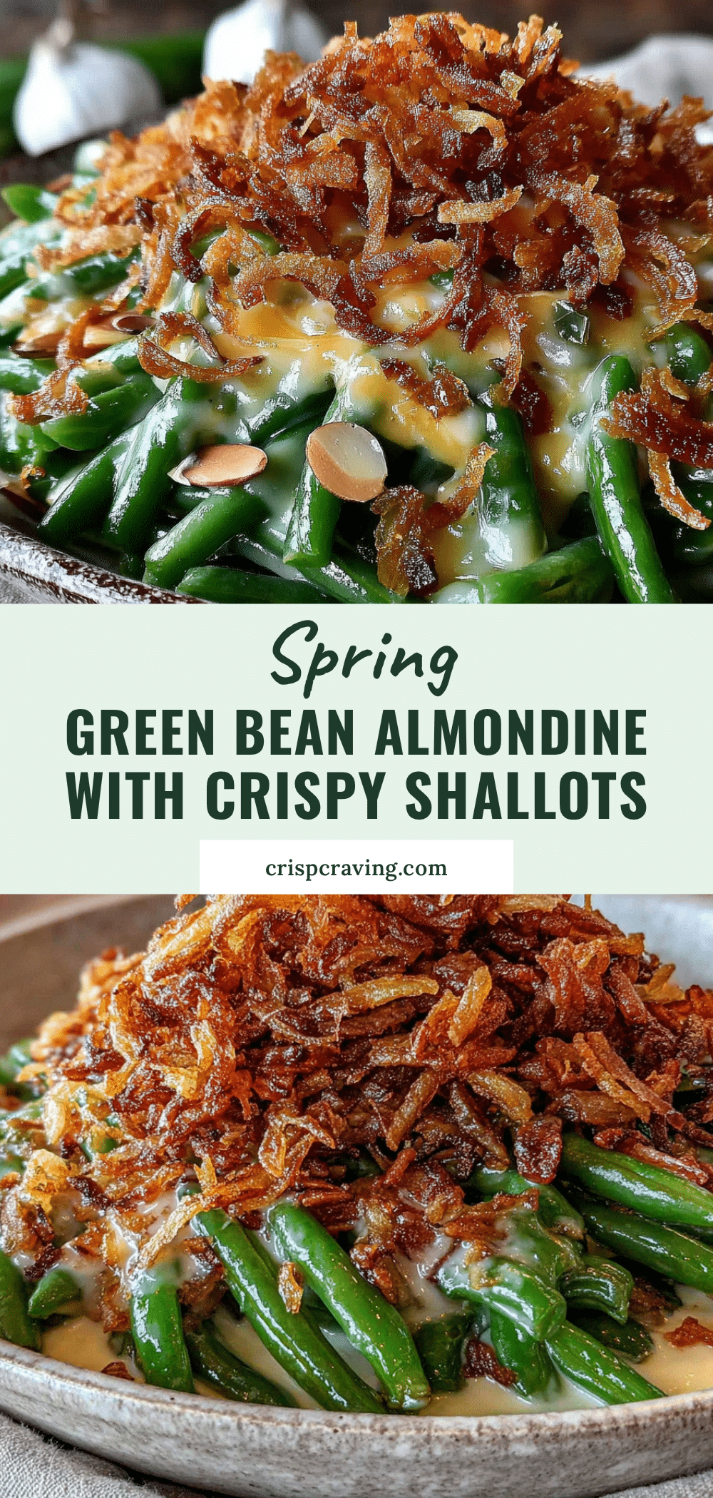 spring green bean almondine with crispy shallots recipe