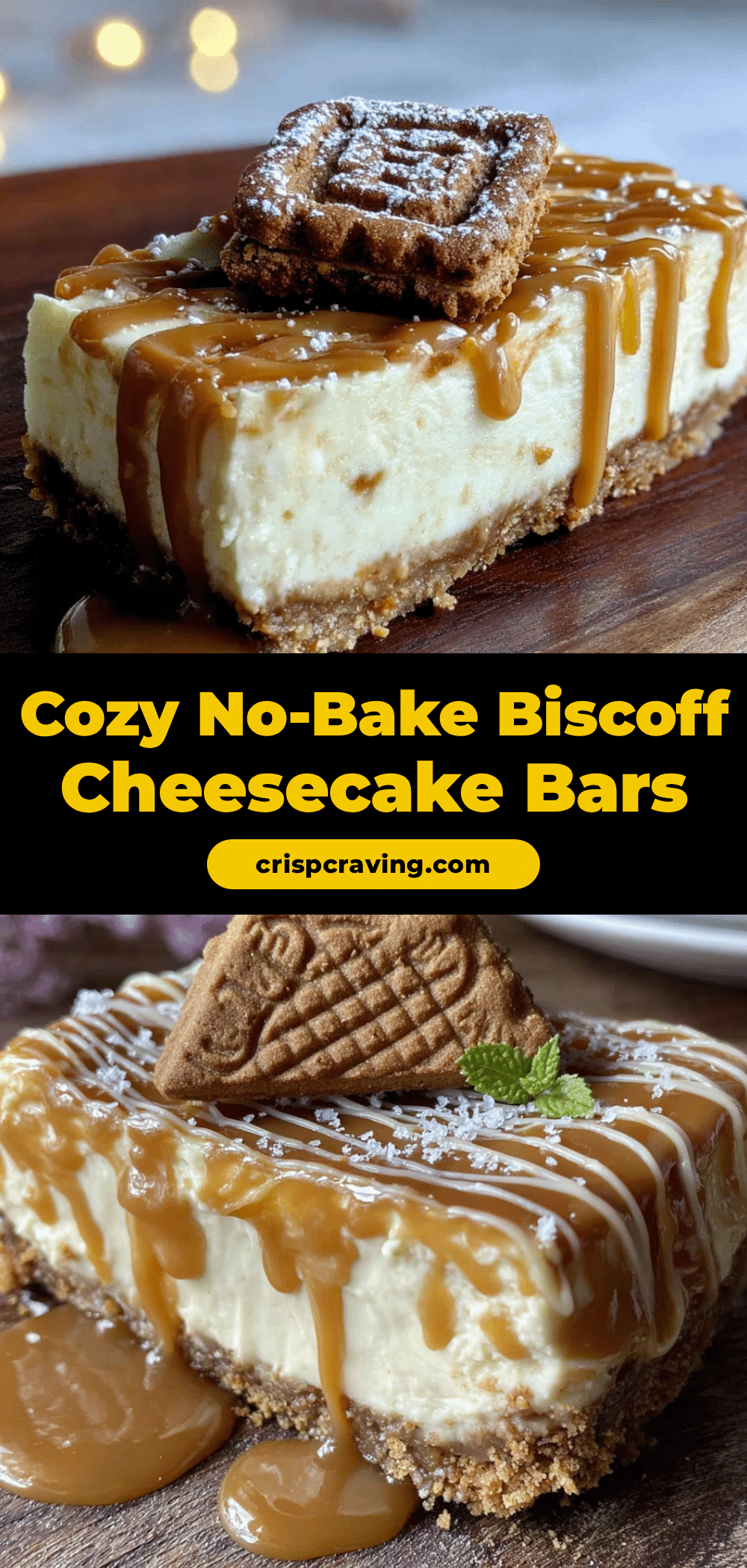 Cozy No-Bake Biscoff Cheesecake Bars recipe