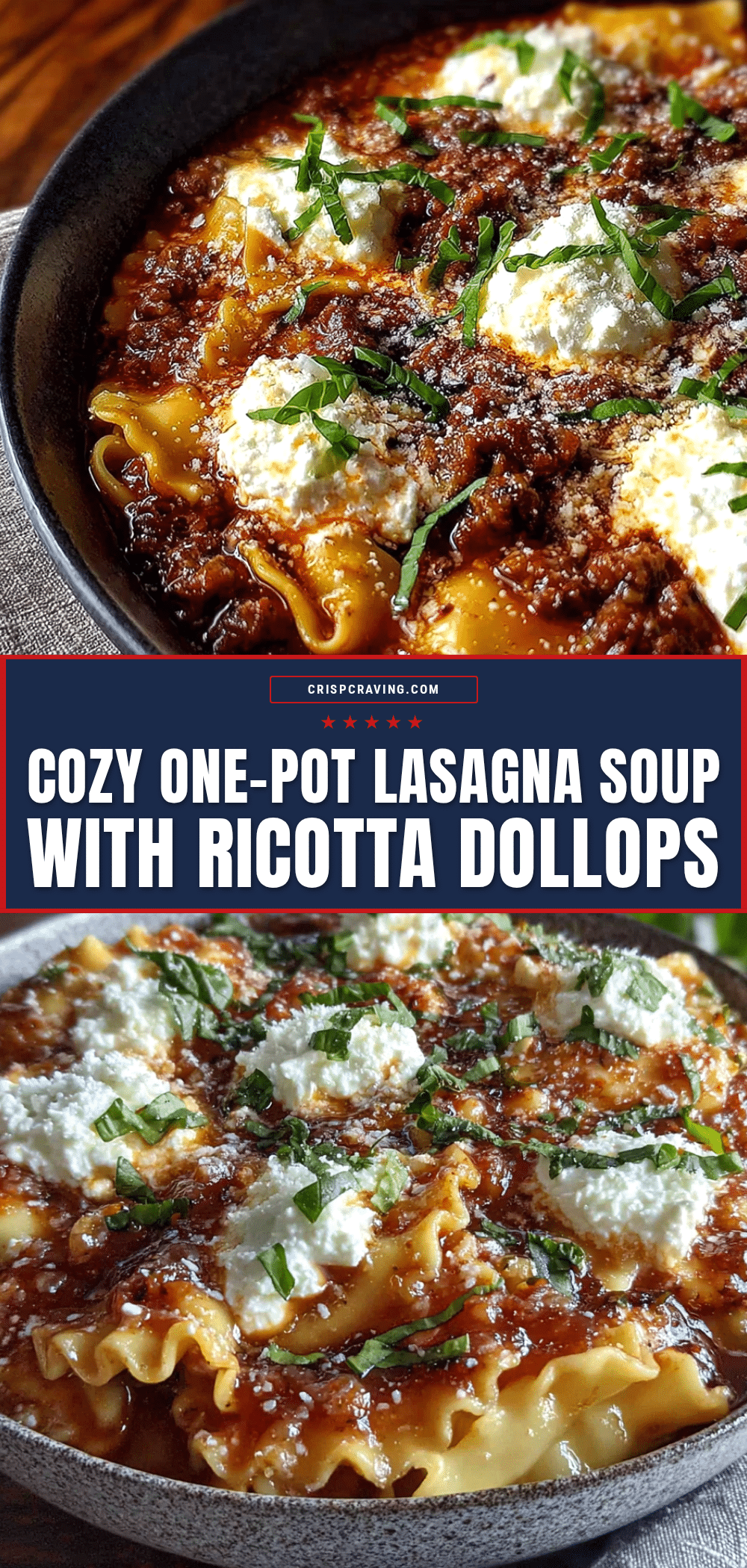 cozy one-pot lasagna soup with ricotta dollops recipe