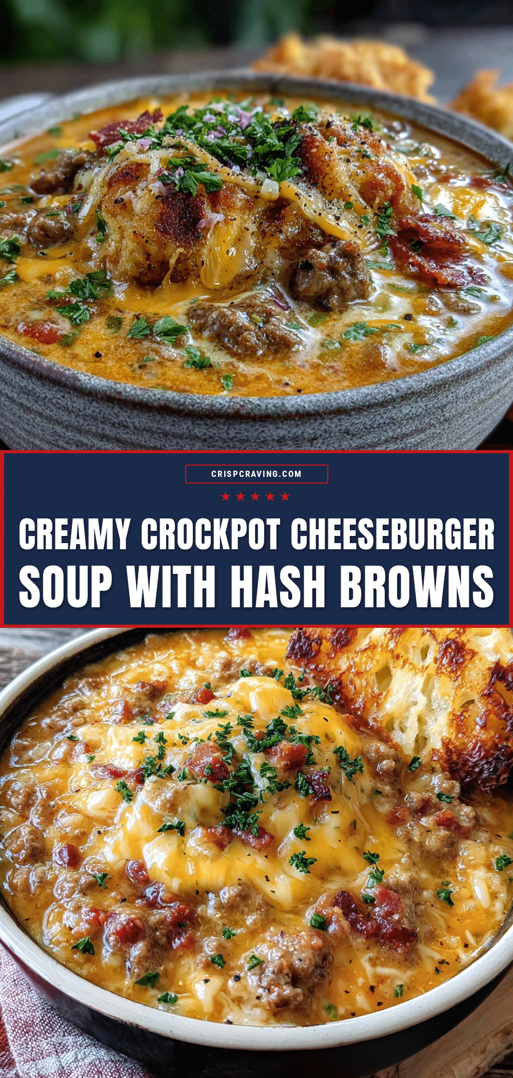 creamy crockpot cheeseburger soup with hash browns recipe