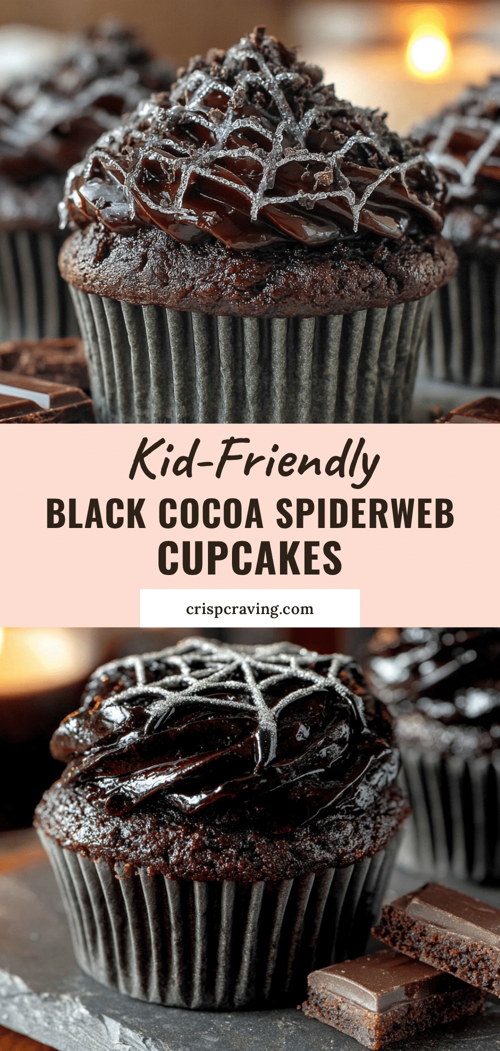 black cocoa spiderweb cupcakes recipe